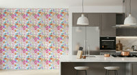 A calming floral design wallpaper mural that defines a space.