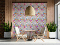 A graceful subtle flower wall mural in rich, bright tones.