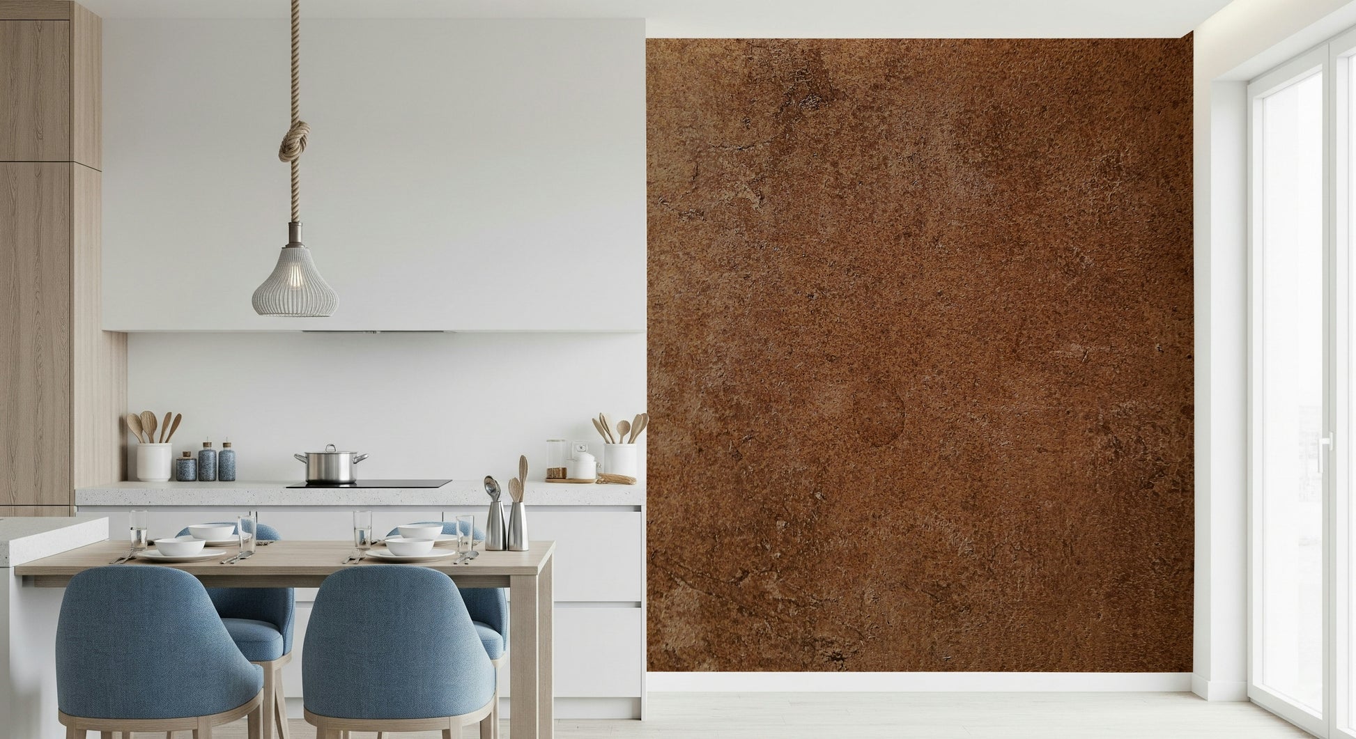 A beautiful aged leather wallpaper mural with saddle brown tones and natural texture.