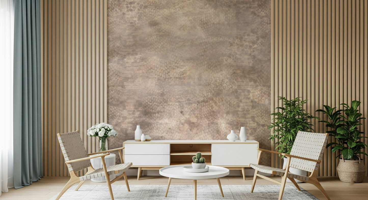 A calming abstract design wallpaper mural that defines a space.