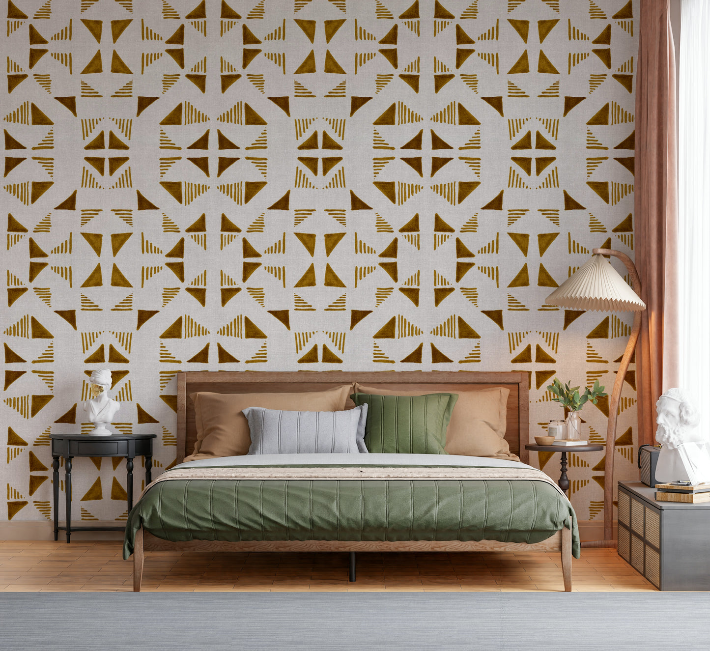 A calming modern pattern wallpaper mural that defines a space.