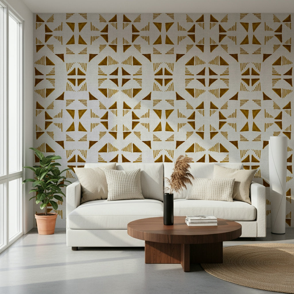 A beautiful modern art wall mural for a living room.