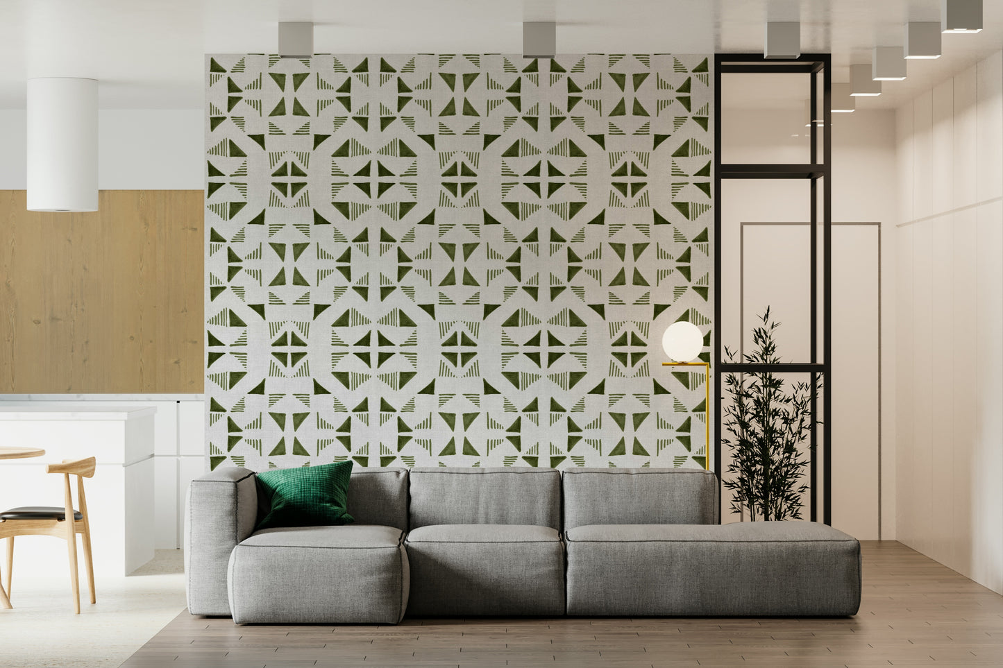 A beautiful modern art wall mural for a living room.