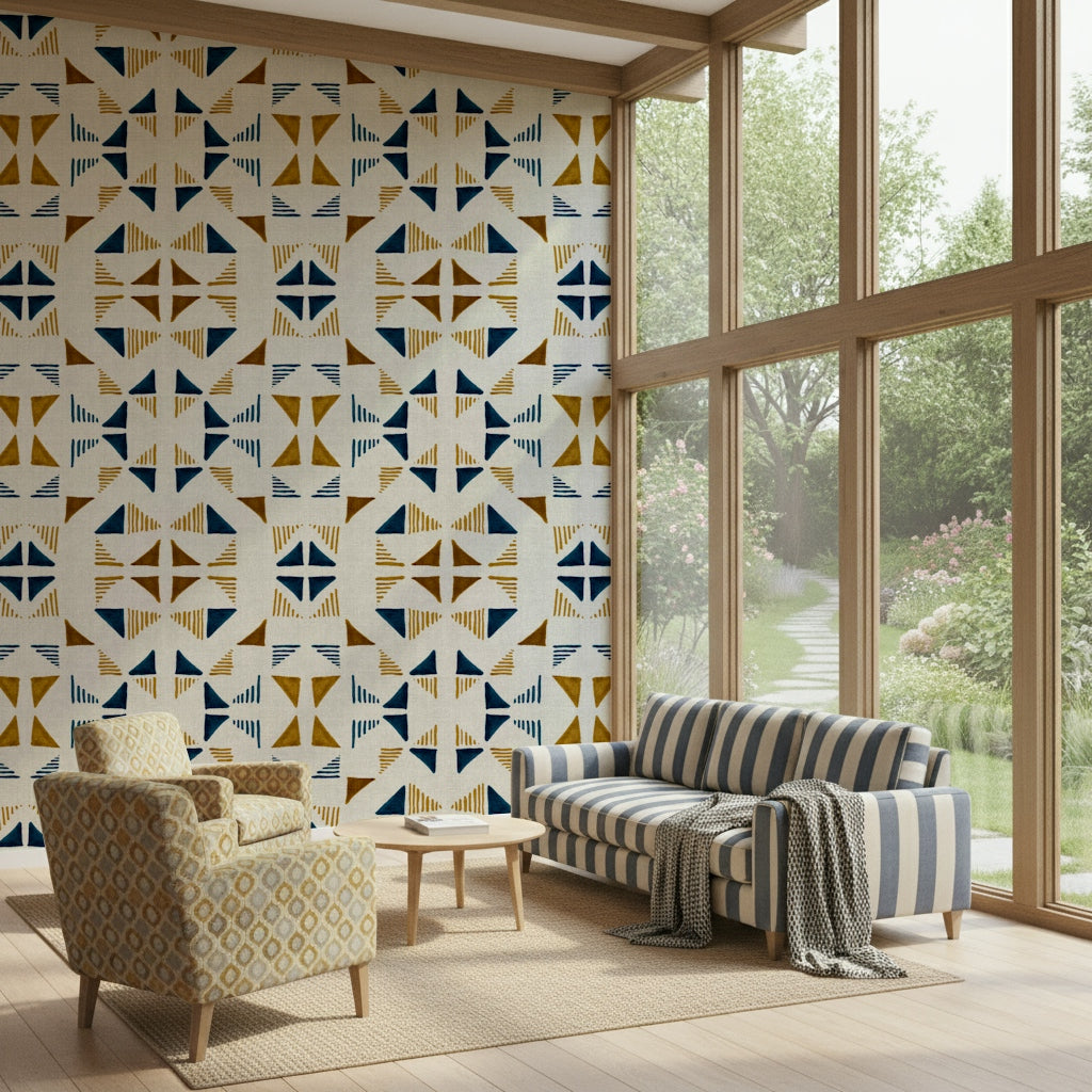 A calming modern pattern wallpaper mural that defines a space.
