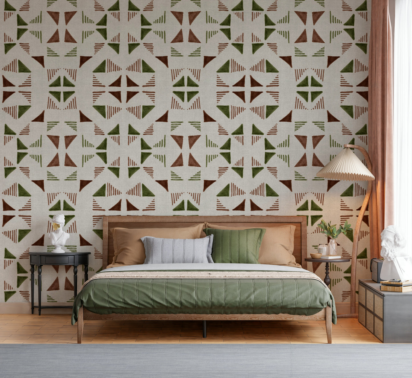 A graceful subtle pattern wall mural in cool, natural tones.