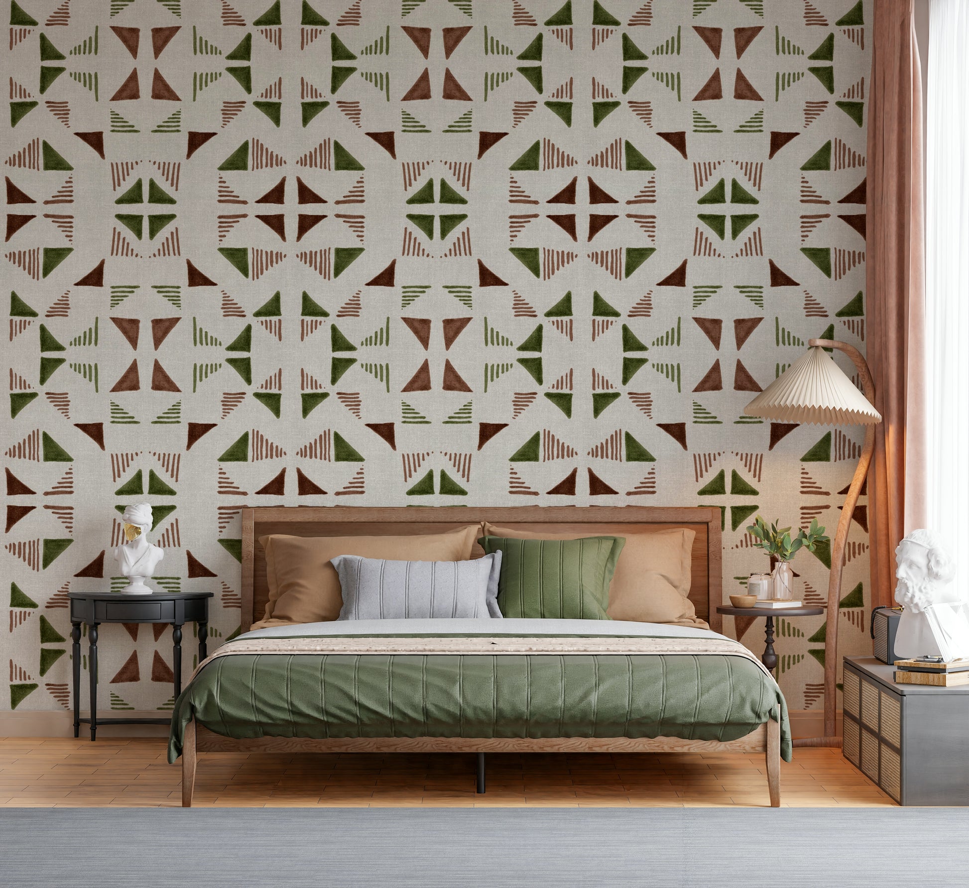 A graceful subtle pattern wall mural in cool, natural tones.