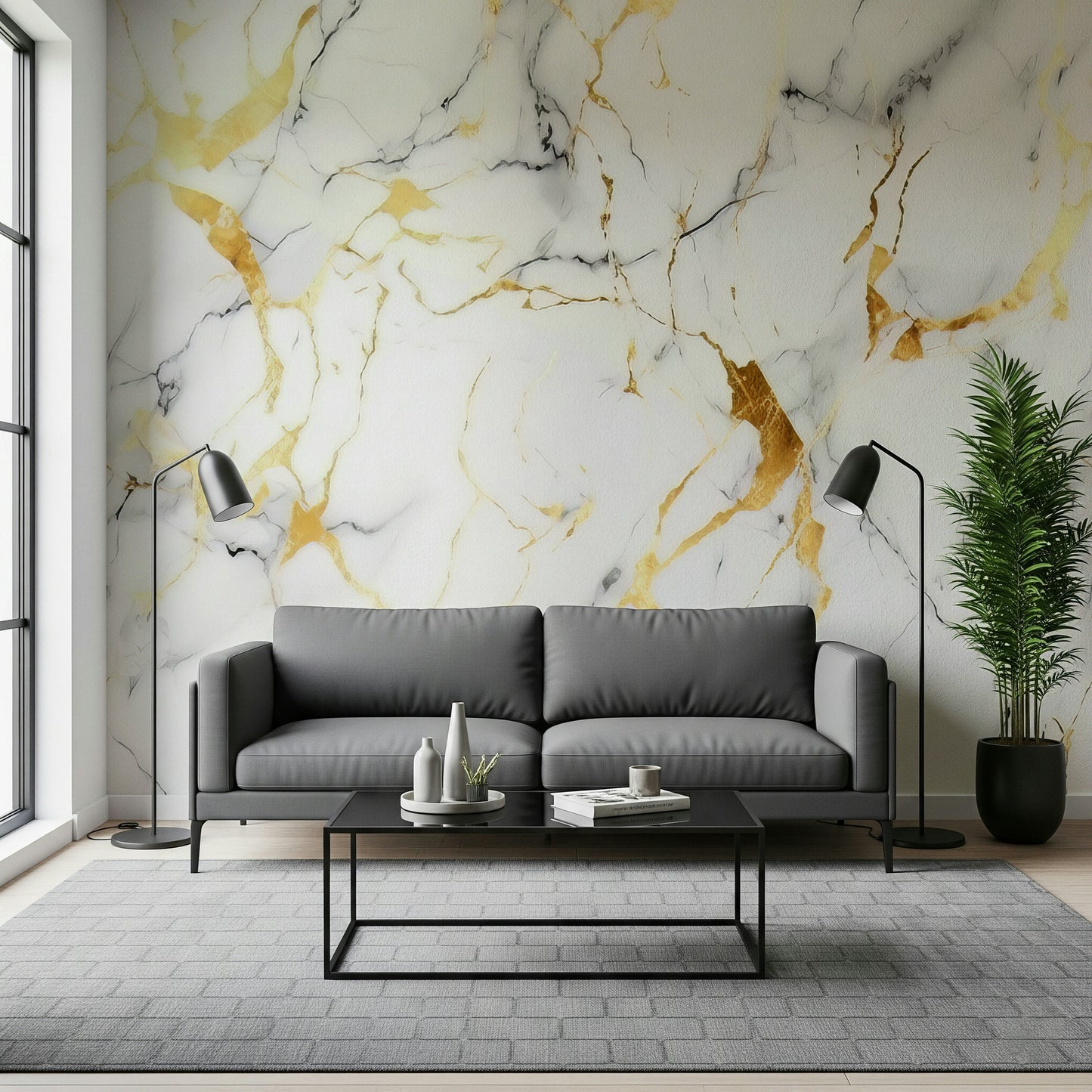 An artistic soft focus mural on luxury wallpaper.