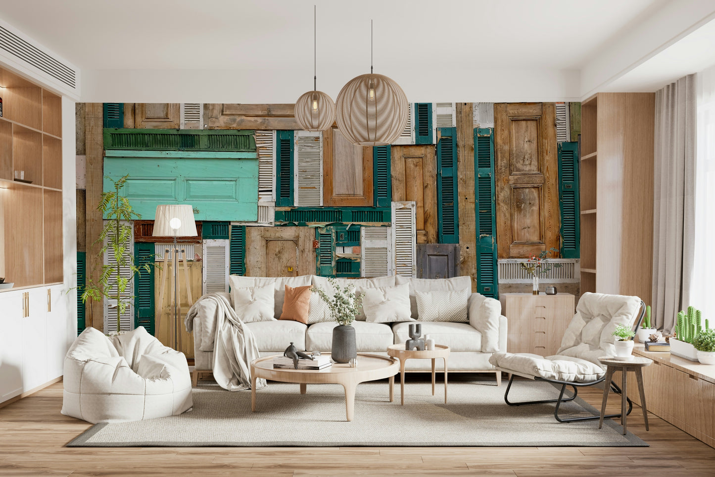 A graceful subtle pattern wall mural in cool, neutral tones.