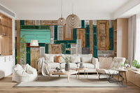 A graceful subtle pattern wall mural in cool, neutral tones.