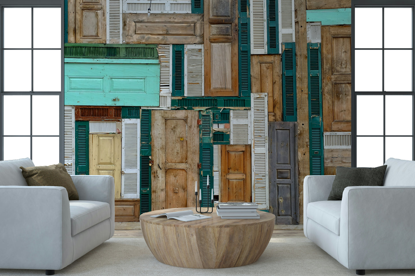 An artistic minimalist form mural for home decor.