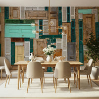 A calming abstract design wallpaper mural that defines a space.