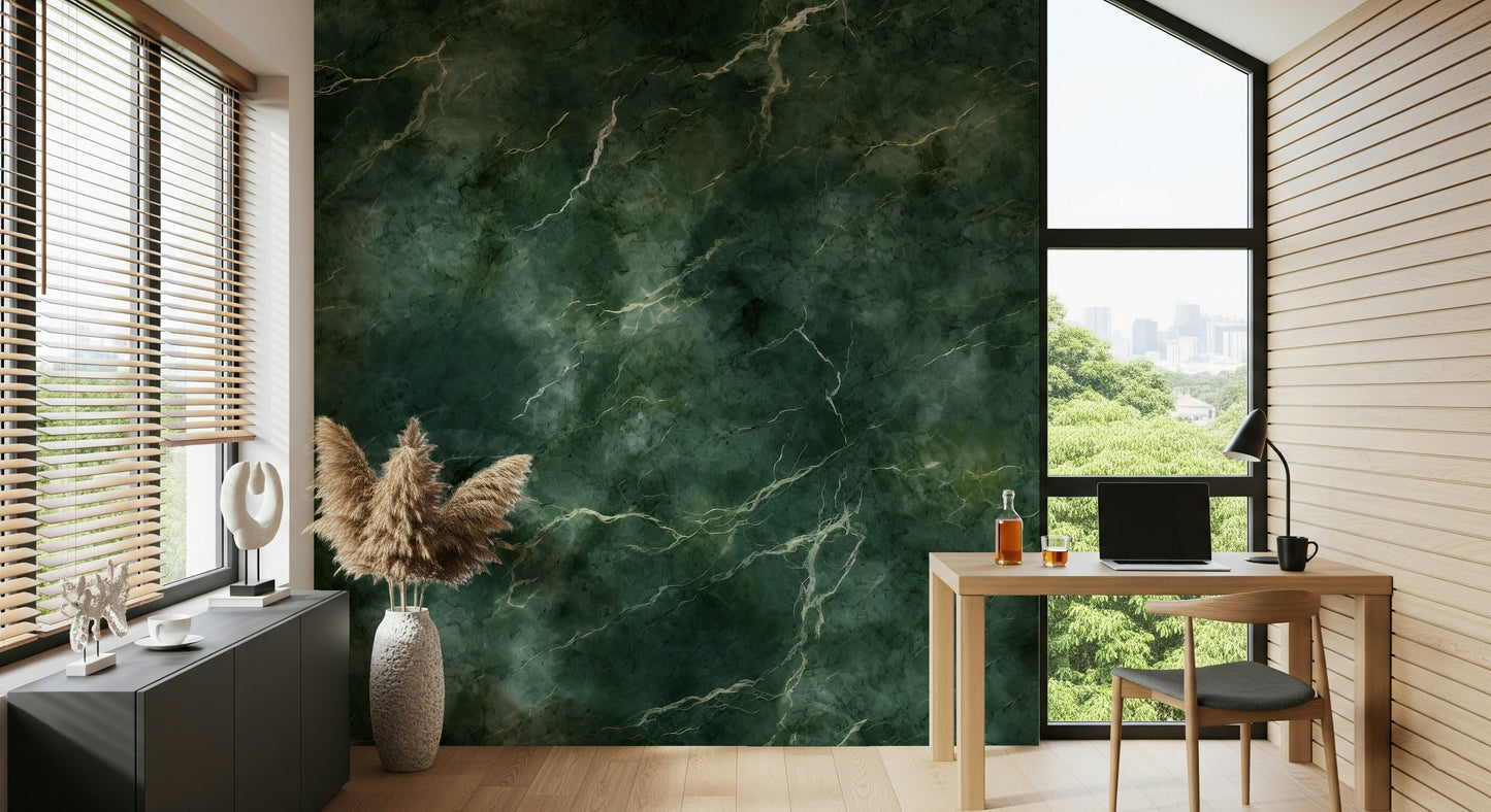 A calming abstract design wallpaper mural that defines a space.