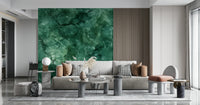 A peaceful modern abstract mural on decorative wallpaper.
