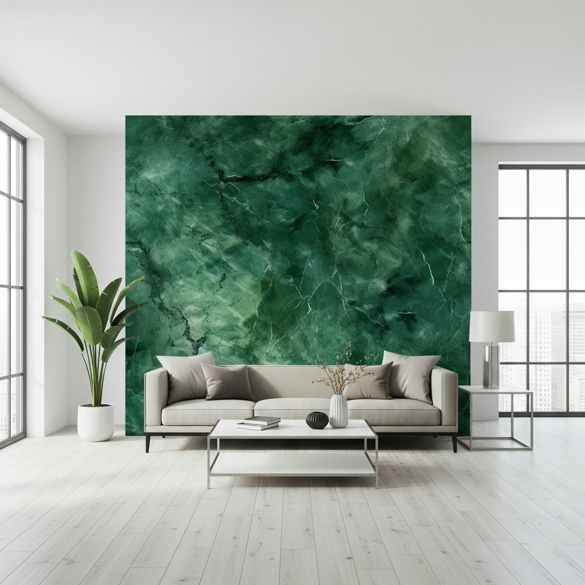 An artistic minimalist form mural for home decor.
