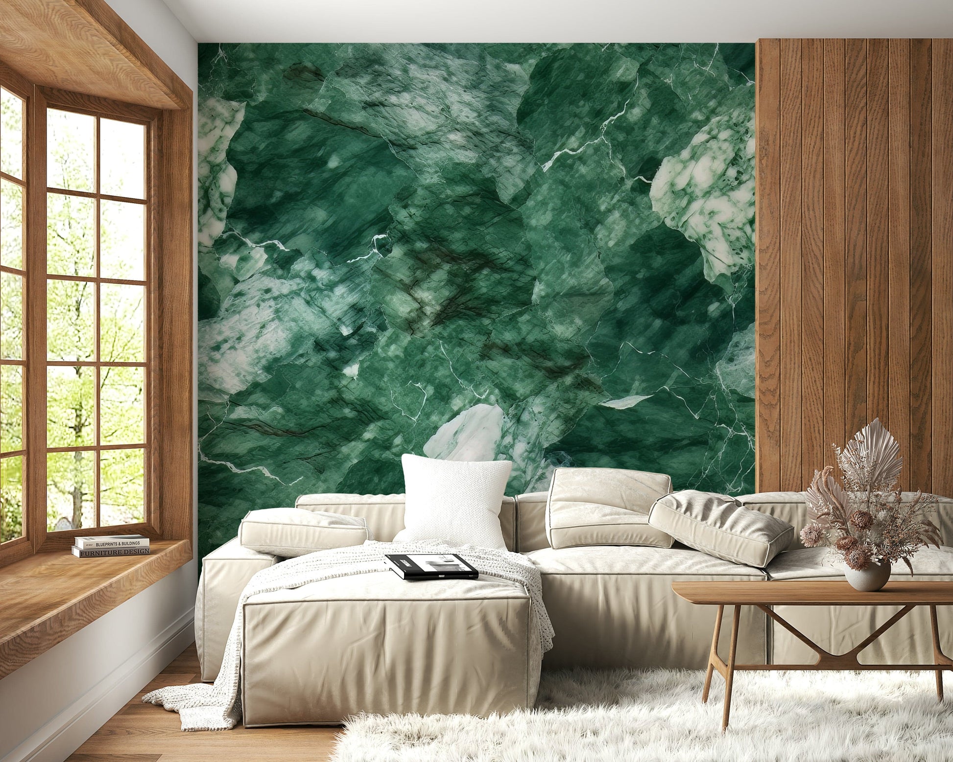 A contemplative gentle stone wallpaper mural for a feature wall.