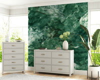 A calming abstract design wallpaper mural that defines a space.