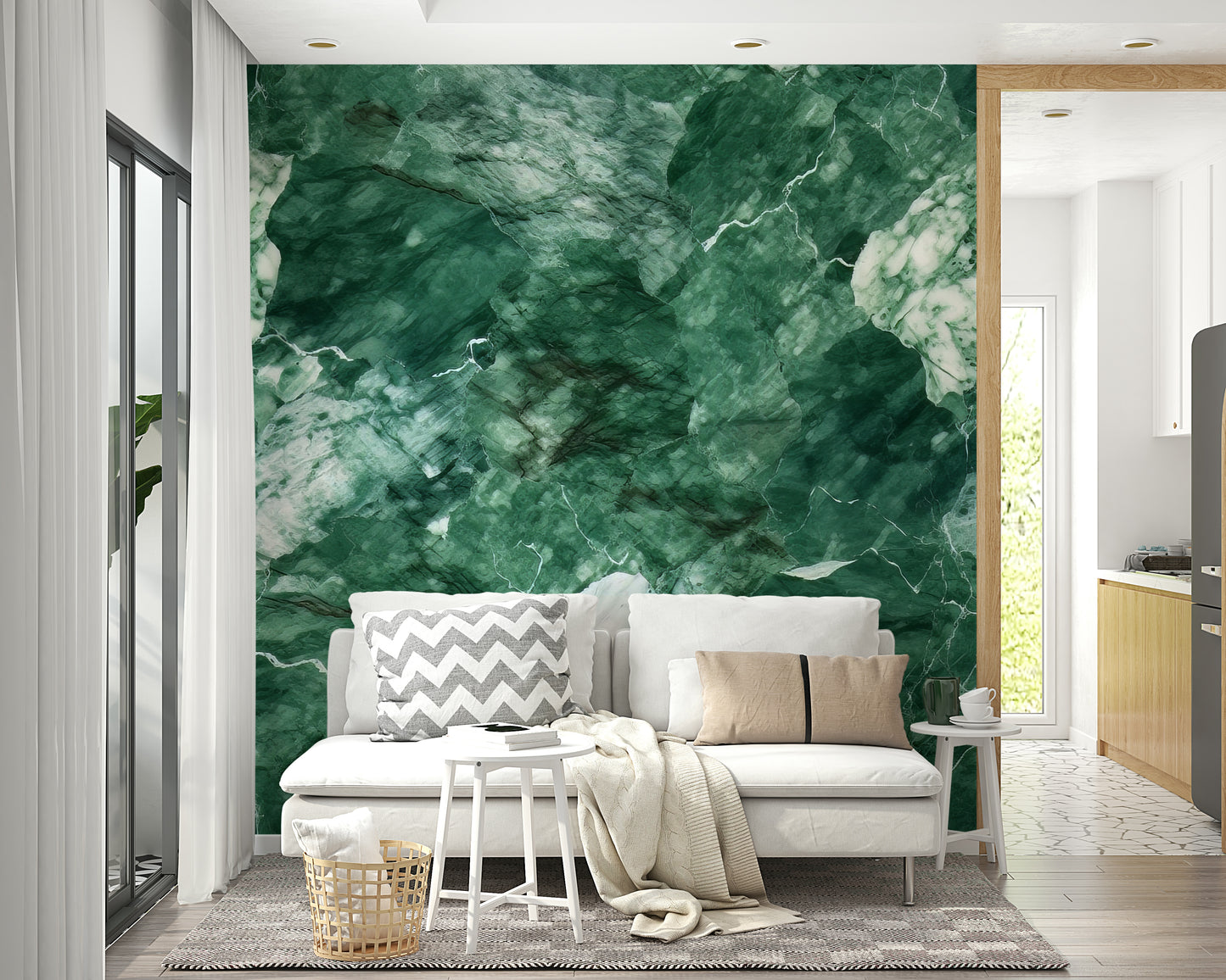 An artistic minimalist form mural for home decor.
