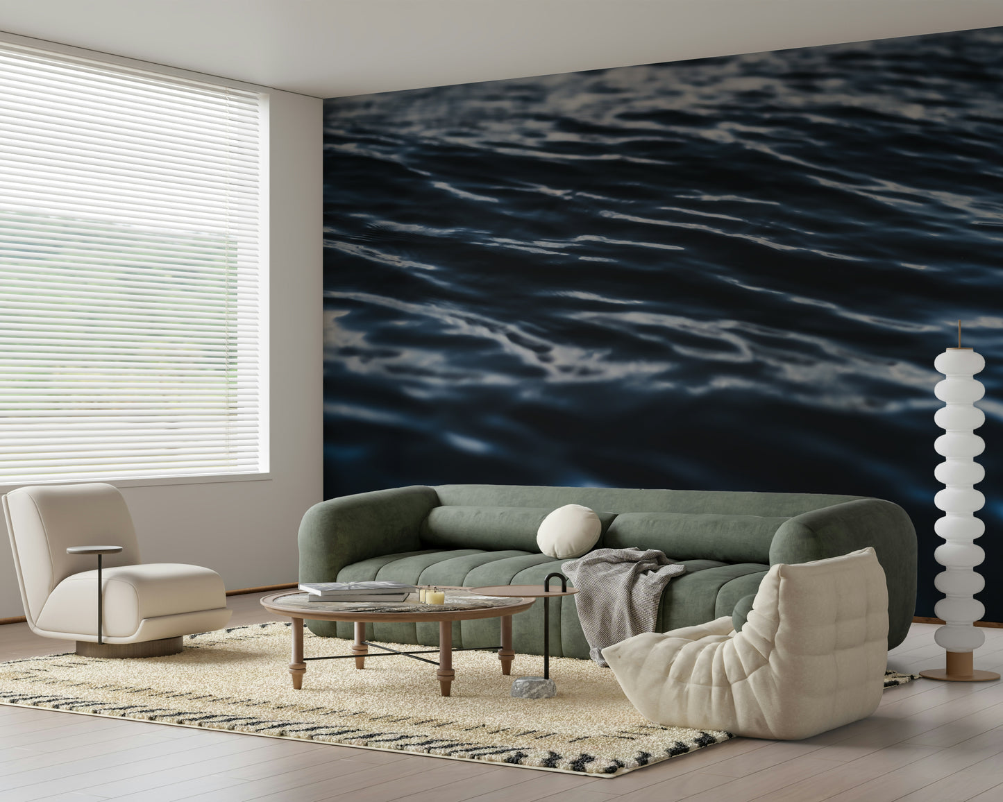 An artistic nature seascape mural for home decor.