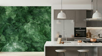 A graceful subtle pattern wall mural in rich, dark green tones.