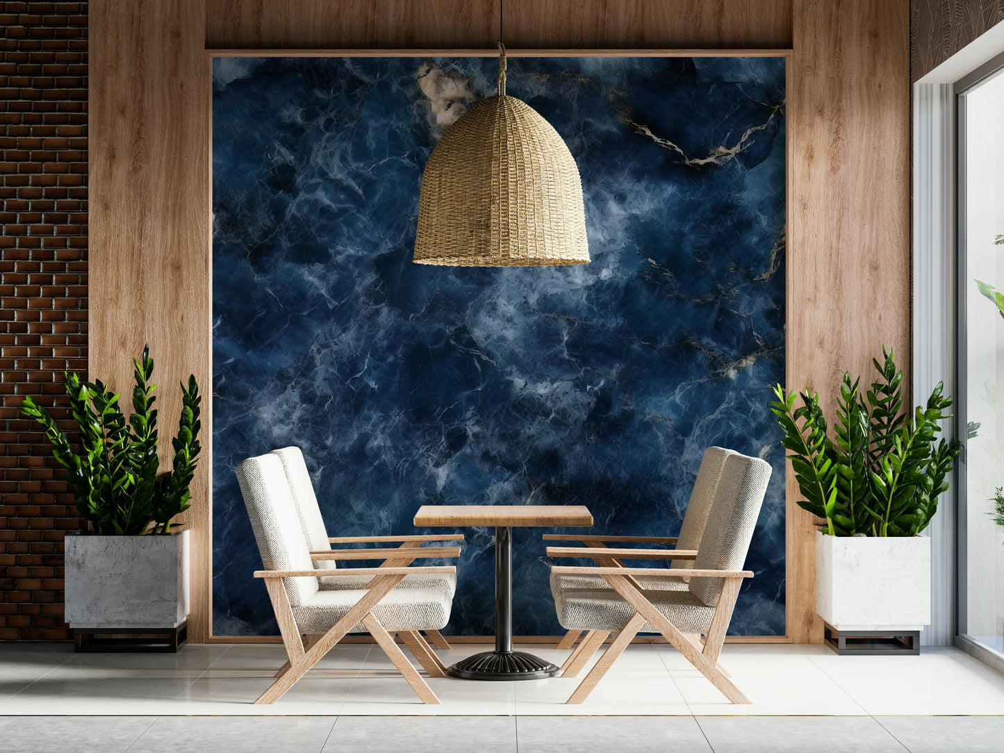 A graceful subtle pattern wall mural in cool, tranquil tones.