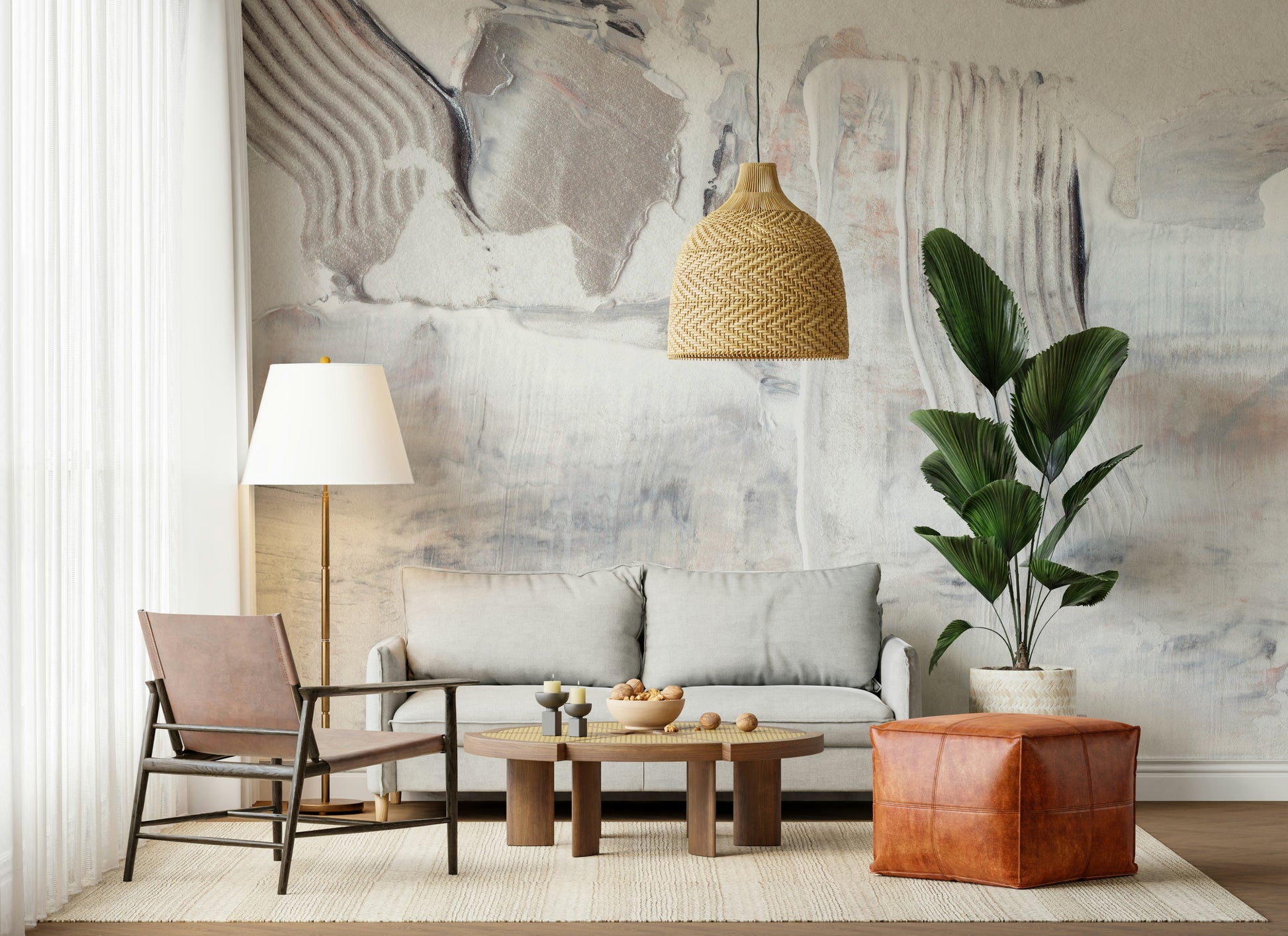 A beautiful modern art wall mural of delicate texture.