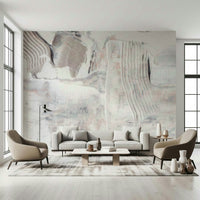 A graceful subtle pattern wall mural in cool, neutral tones.