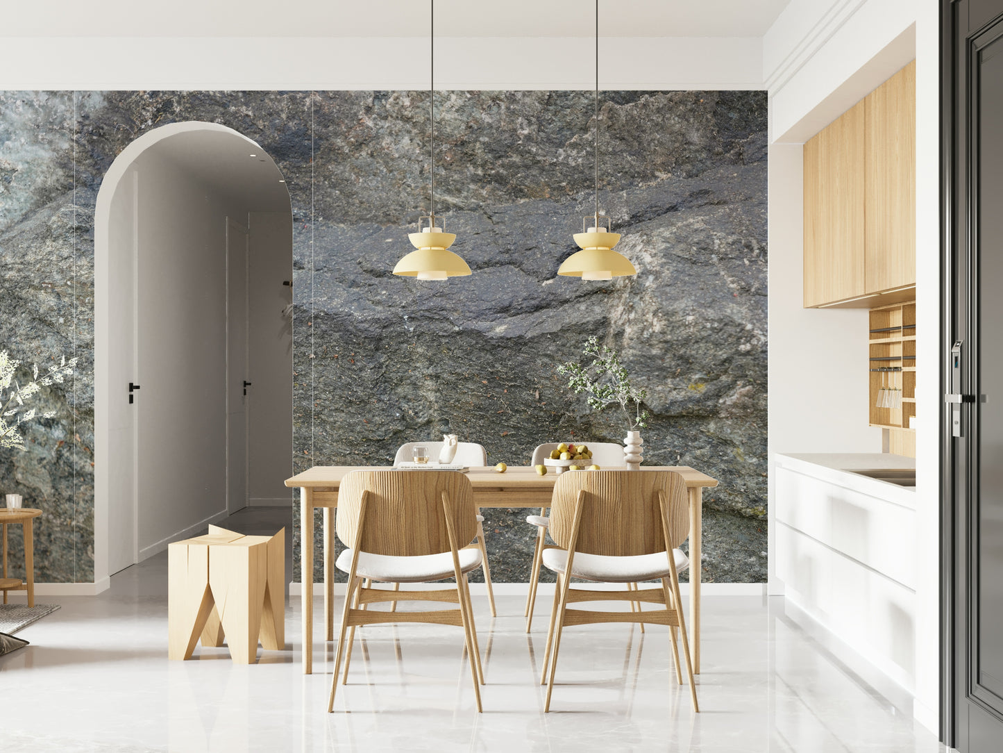 A serene abstract stone wall mural for your decor.
