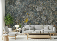 An artistic soft focus mural on minimalist wallpaper.