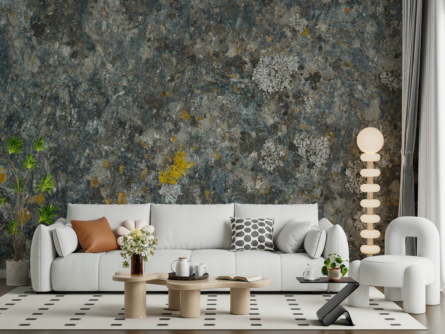 A contemplative gentle stone wallpaper mural for a feature wall.