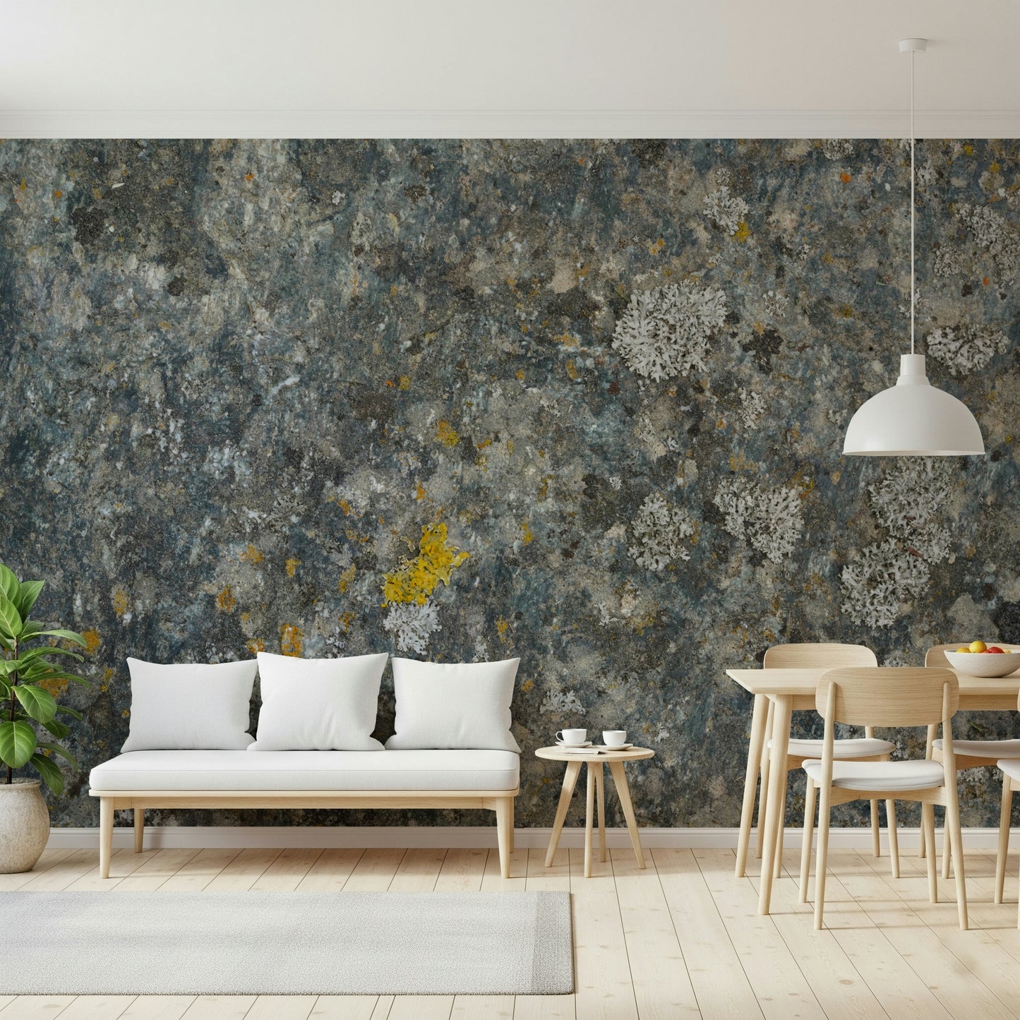 A calming abstract design wallpaper mural that defines a space.