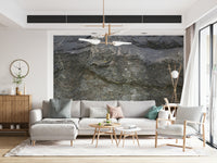 Bedroom headboard featuring Aged Stone Surface wallpaper for walls.