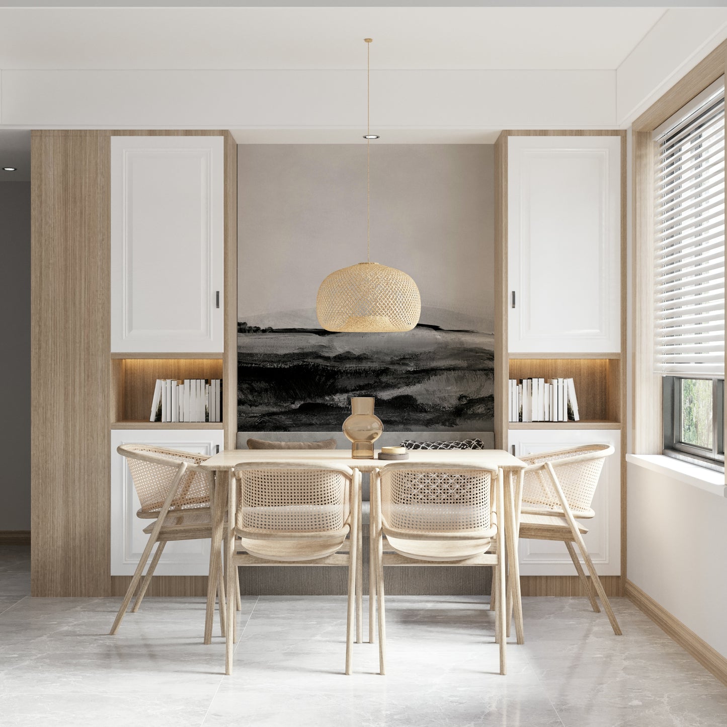 Grayscale Hills wallpaper for walls in a serene space.