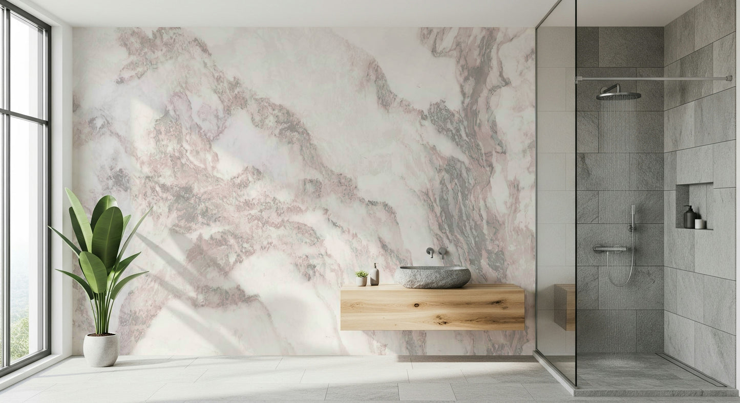 Blush Marble Elegance mural as a sophisticated accent wall.