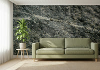 Elegant dining room featuring granite grey mural.