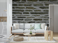 Detail shot of the gray urban stone mural.