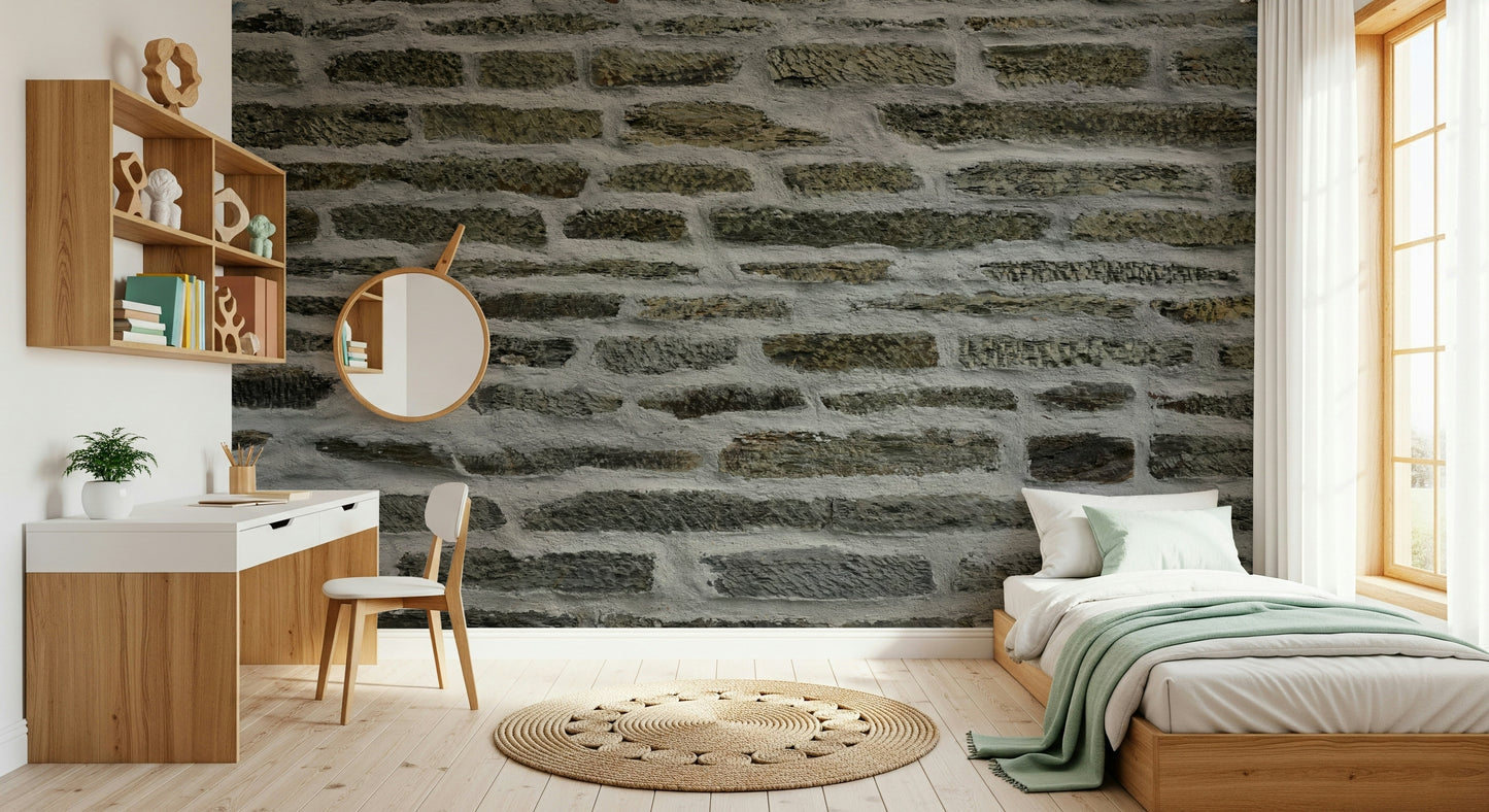 Close-up of urban stone mural's realistic texture.