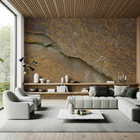 Earthy stone effect of the Cracked Stone wallpaper mural.