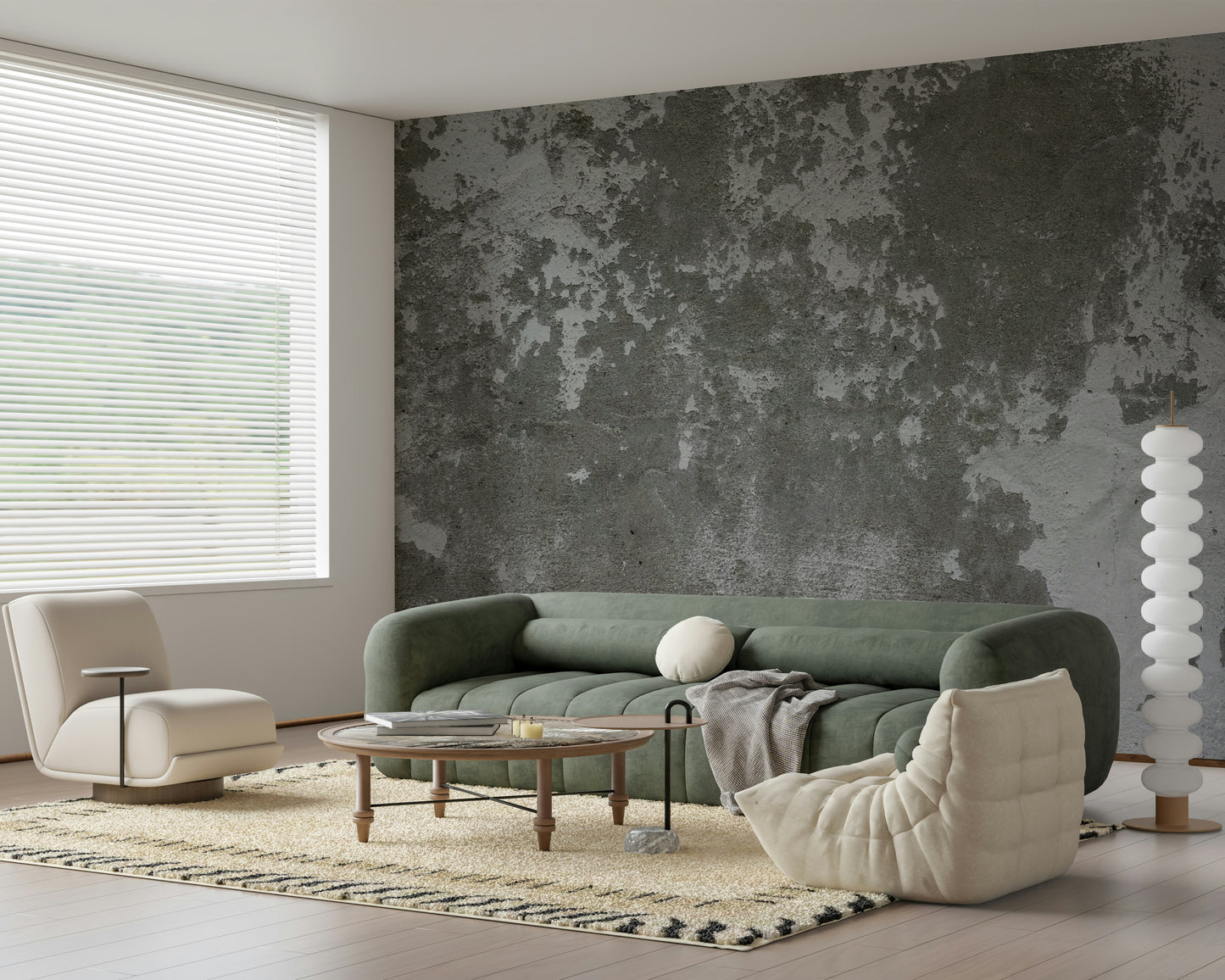 Distressed Wall wall mural in an industrial loft space.