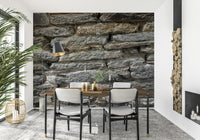 Close-up of gray stone texture wallpaper mural.