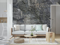 Close-up of the rocky surface mural's texture.