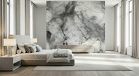 Sophisticated office with gray marble texture wall.