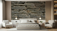 Modern living room featuring Grey Stone Layers wall mural.