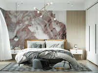 Wall mural showing elegant rose marble swirls.