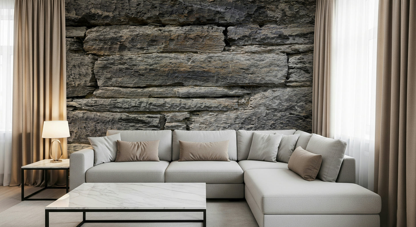 Industrial-style stone pattern wallpaper mural.