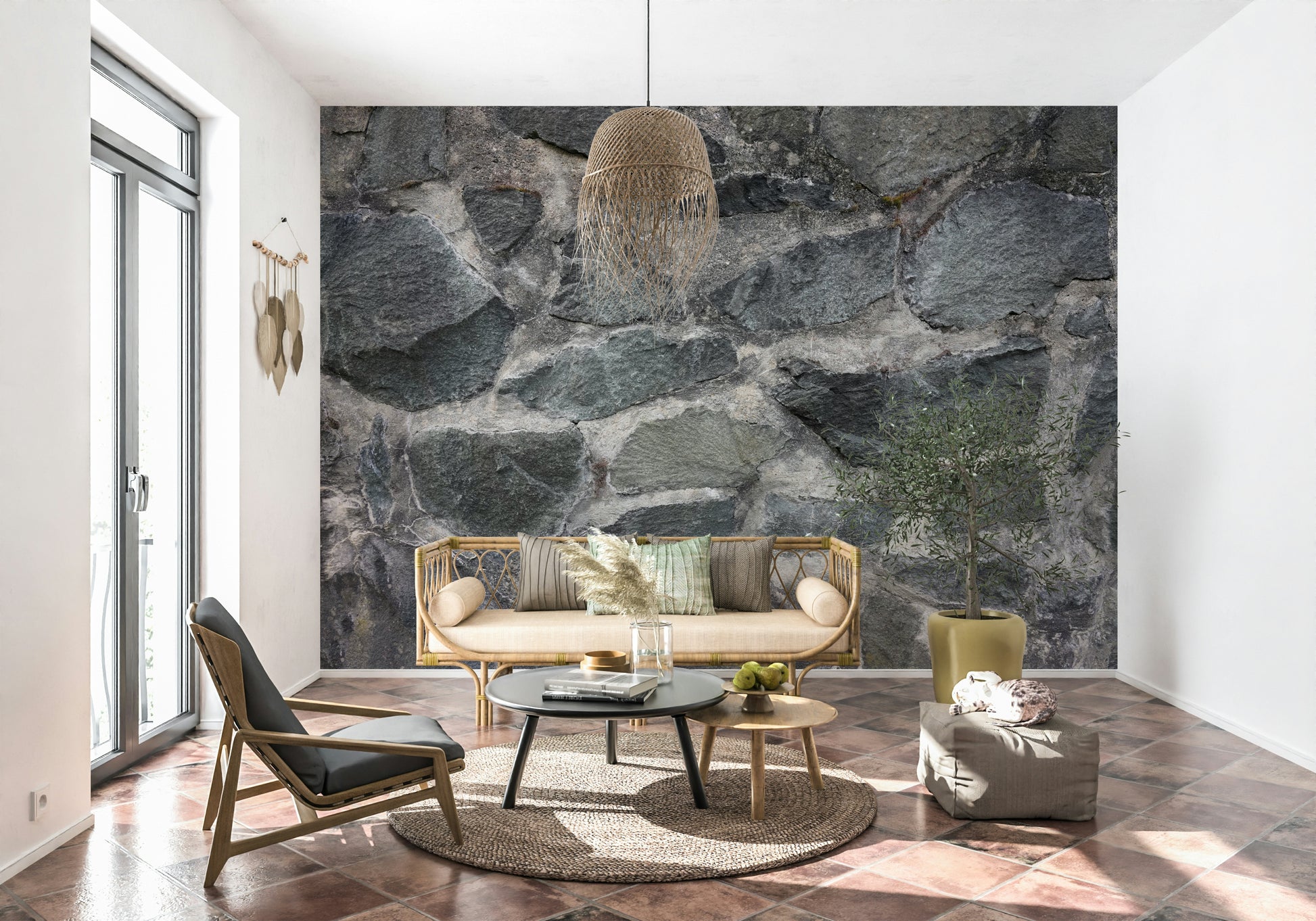 DIY project featuring simple installation of peel and stick wallpaper.