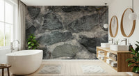 Granite blocks wallpaper mural in a modern living room.