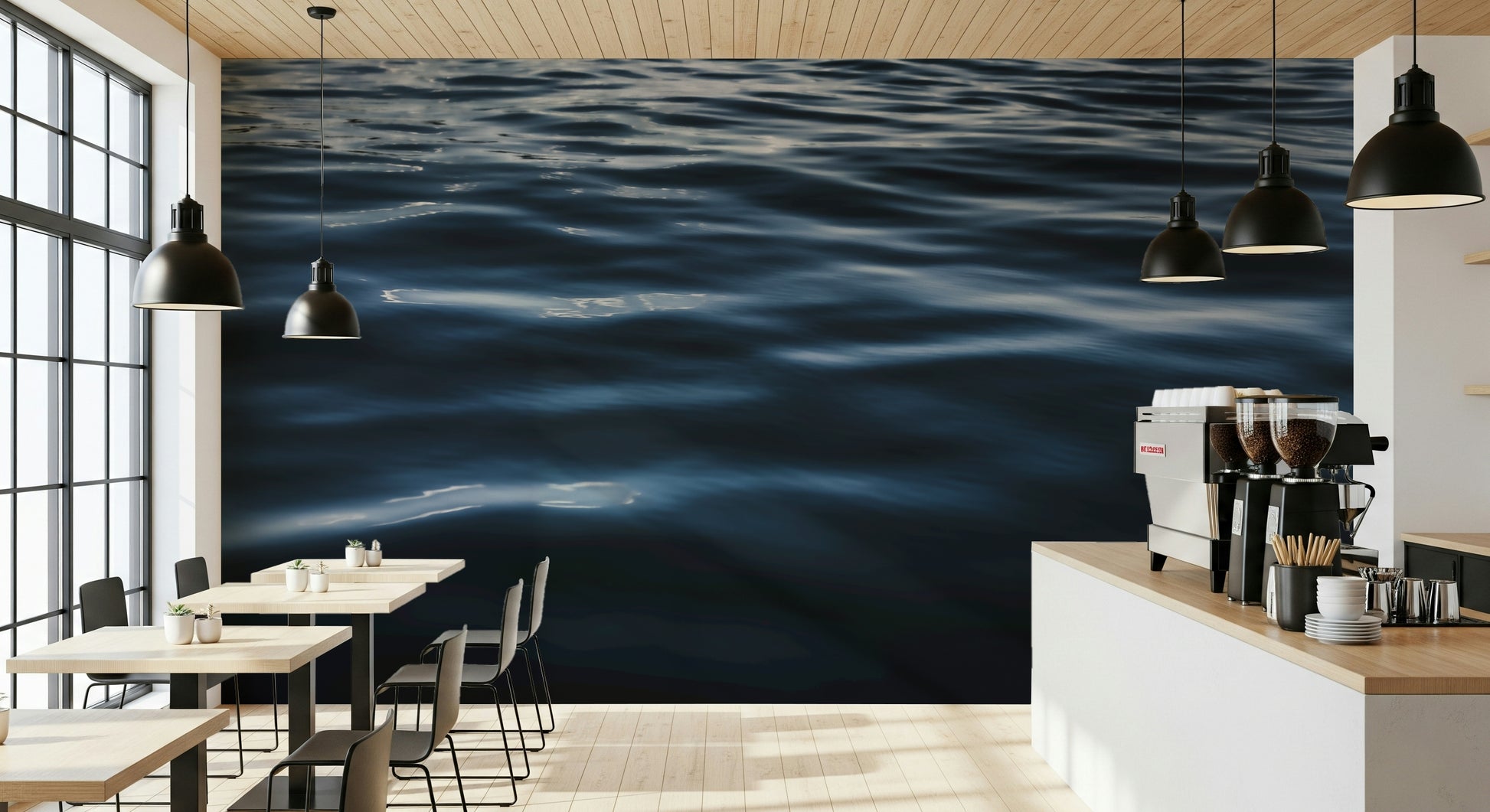 Water ripple wallpaper for walls in a spa.