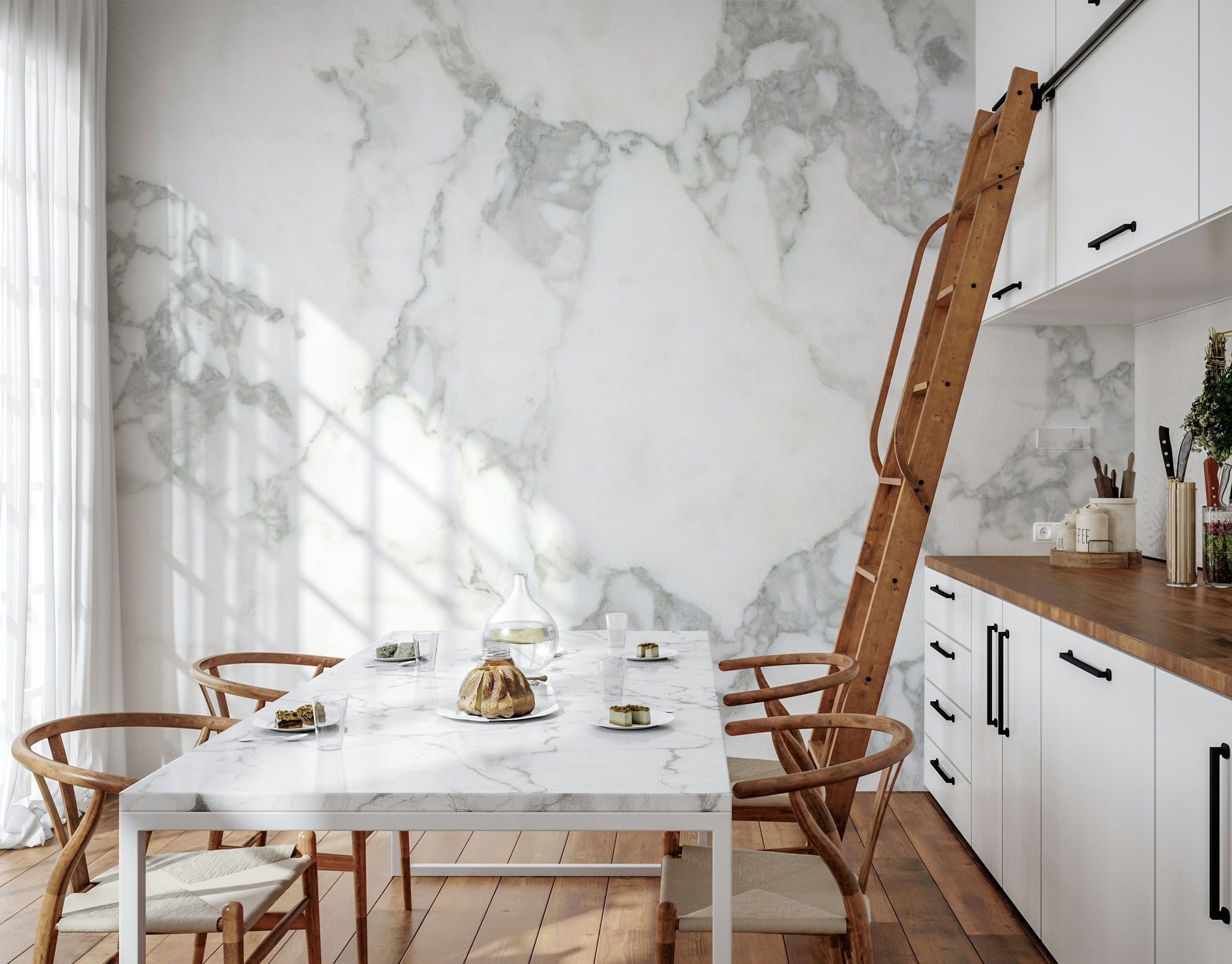 High-definition wallpaper mural for dramatic impact.