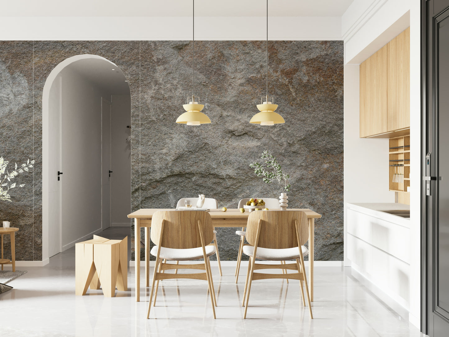 Faux stone effect wallpaper for walls