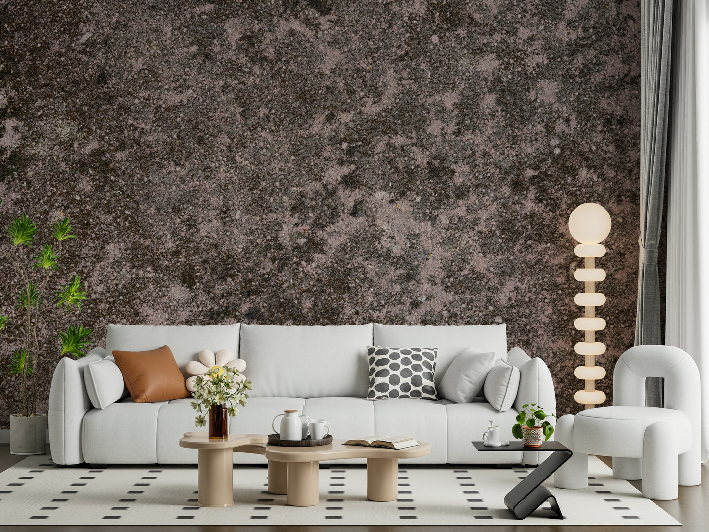 Mottled Earth Wall Mural close-up, rustic texture and natural tones detail.